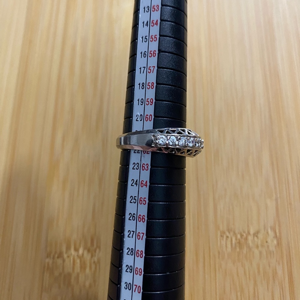 Women's Geometric Cut Sterling Silver CZ Ring 10 - Picture 11 of 16